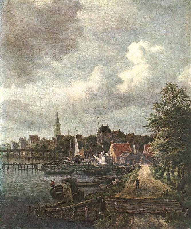 RUISDAEL, Jacob Isaackszon van View of Amsterdam  dh Norge oil painting art